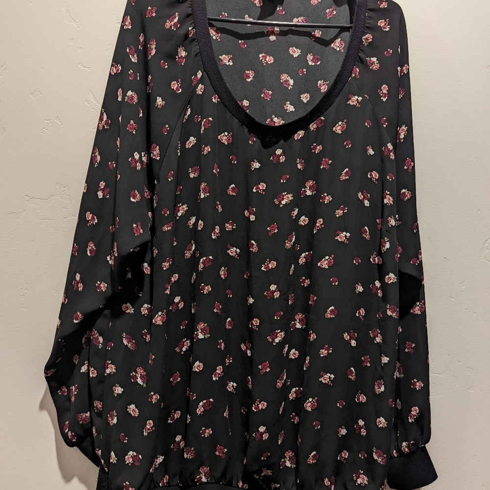 Translucent Floral Long Sleeve torrid shirt plus size 3x
